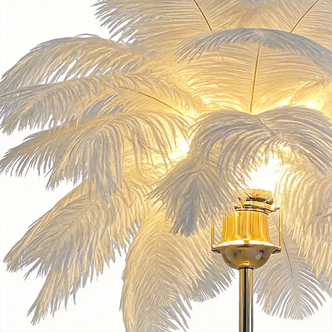 Nordic Ostrich Feather Table Lamp - Elegant Night Light
