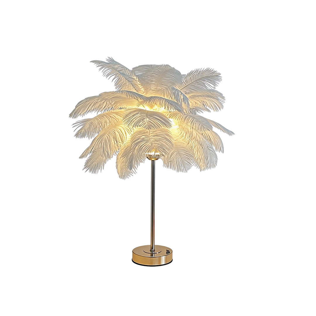 Nordic Ostrich Feather Table Lamp - Elegant Night Light