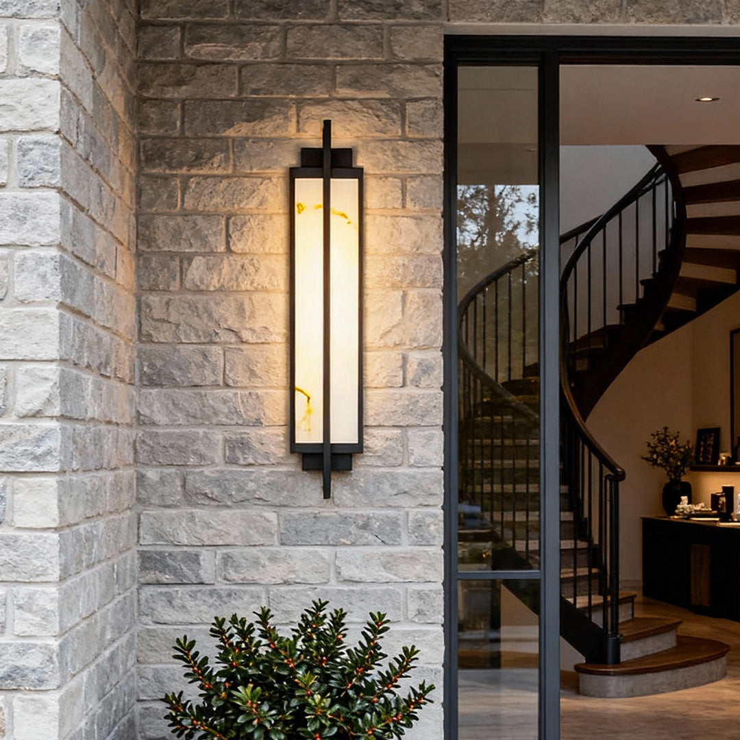 Modern Black Alabaster Outdoor Wall Sconce
