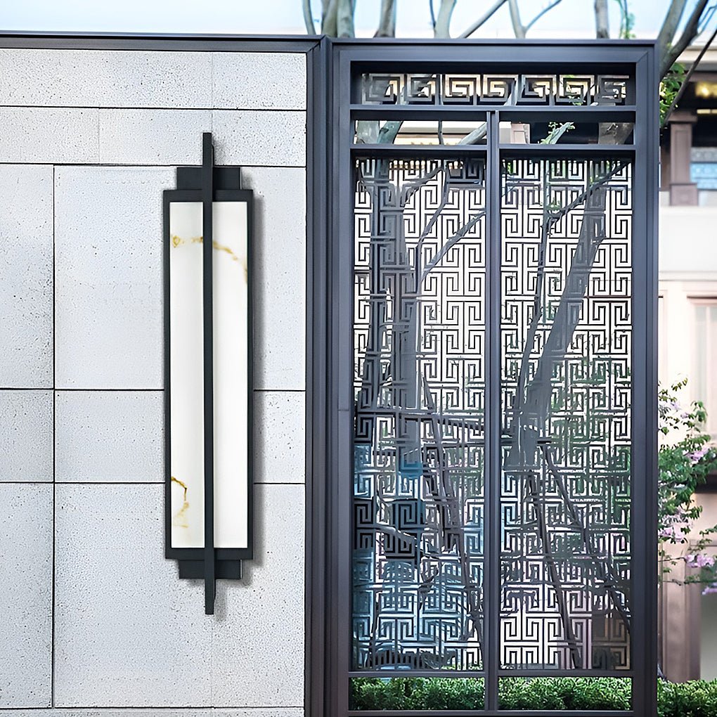 Modern Black Alabaster Outdoor Wall Sconce