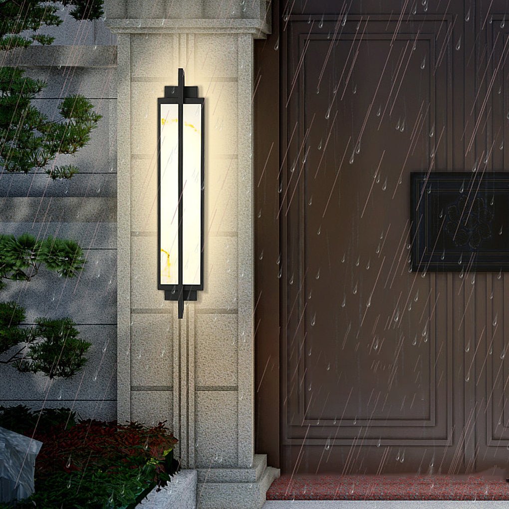 Modern Black Alabaster Outdoor Wall Sconce