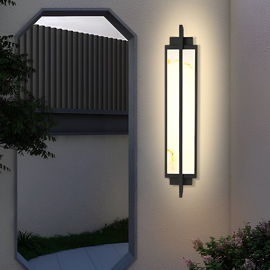 Modern Black Alabaster Outdoor Wall Sconce