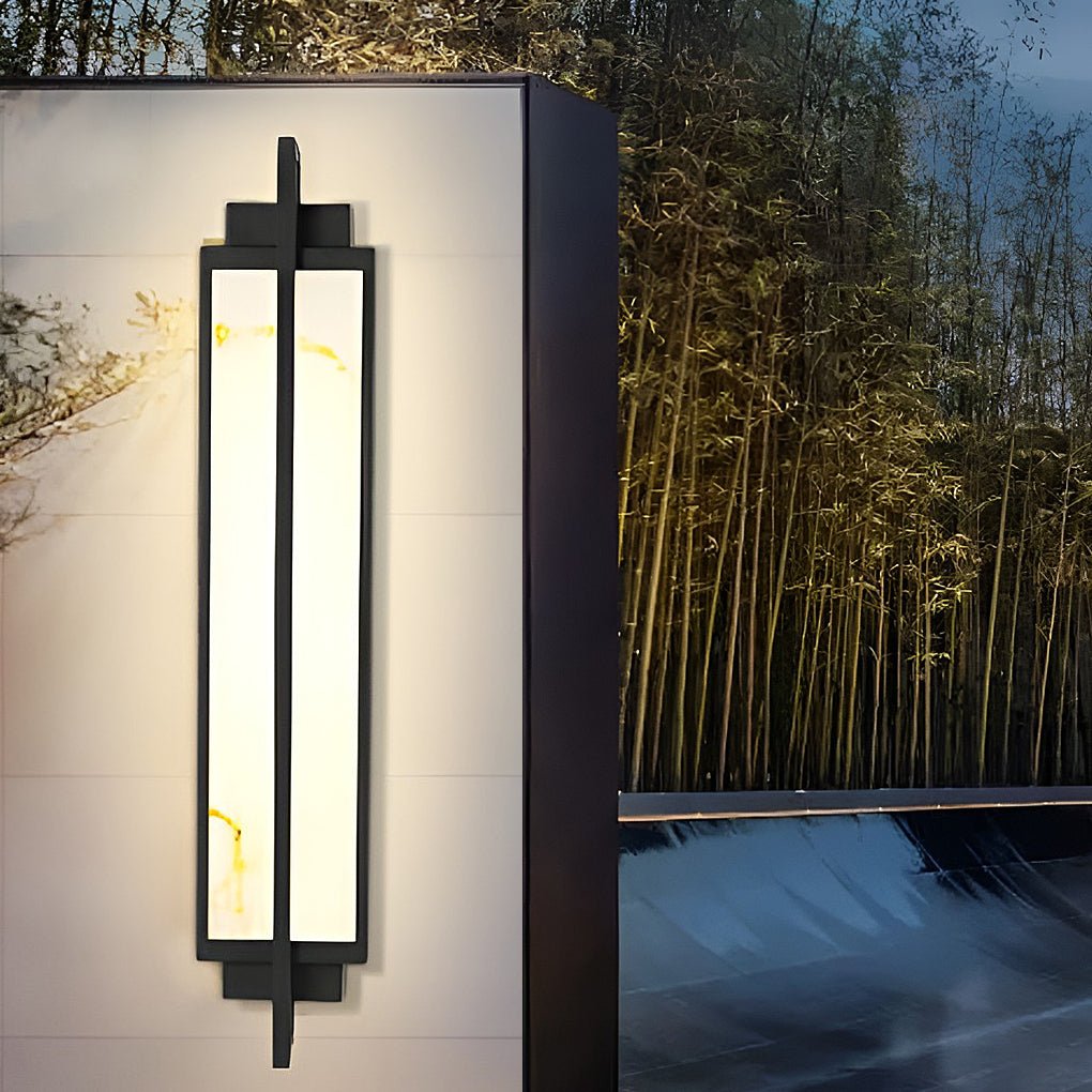 Modern Black Alabaster Outdoor Wall Sconce