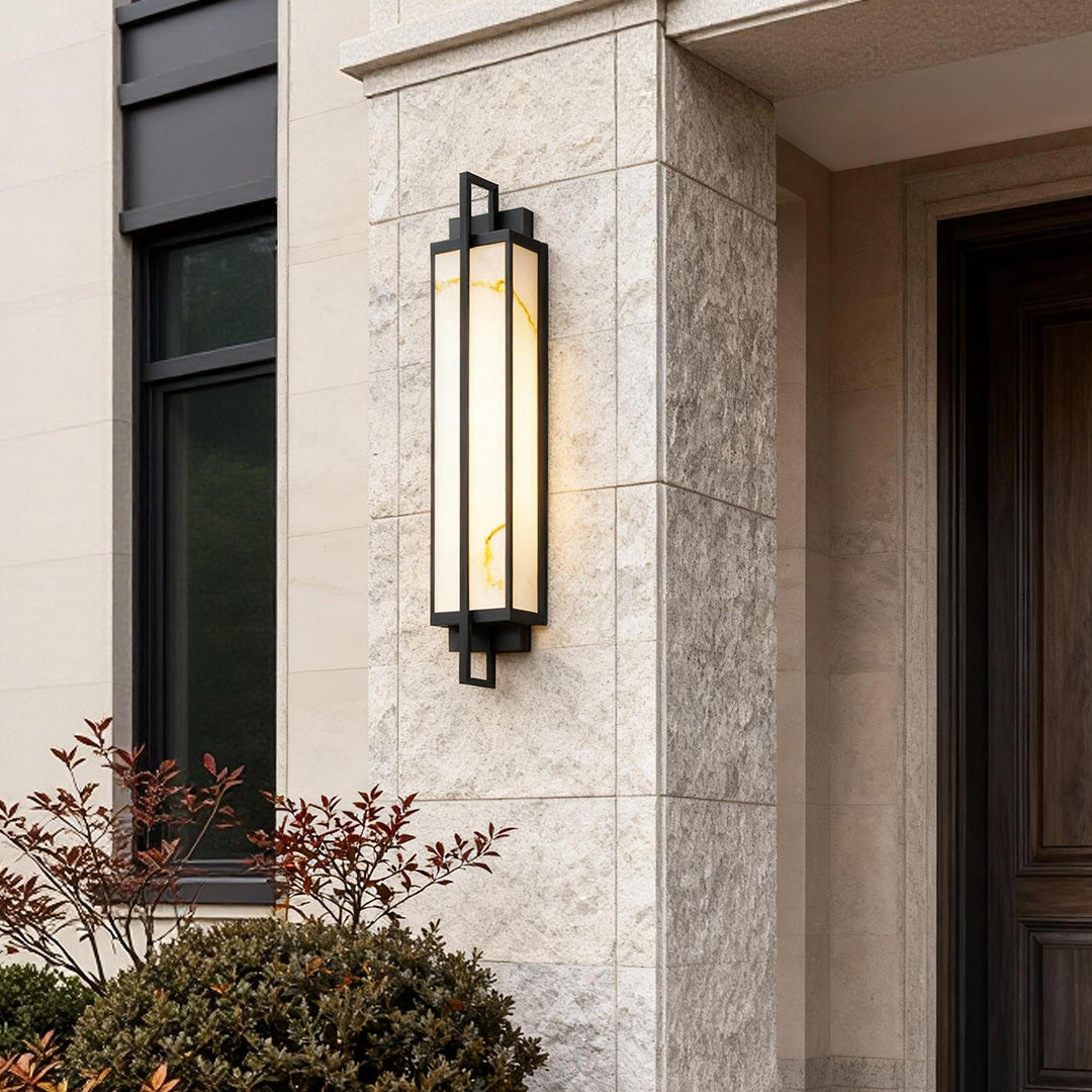 Modern Black Alabaster Outdoor Wall Sconce