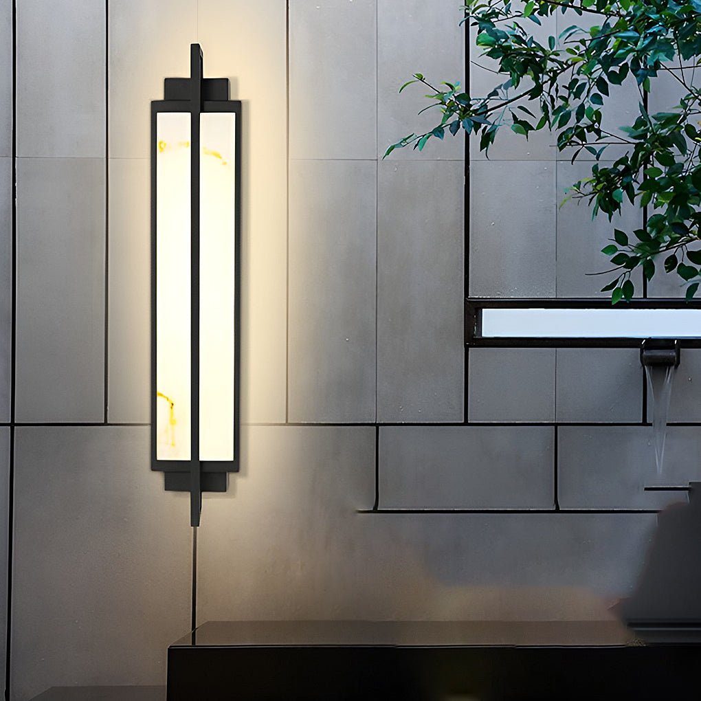 Modern Black Alabaster Outdoor Wall Sconce