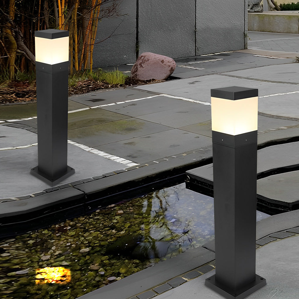 Modern Square Outdoor Bollard Light - Commercial Grade