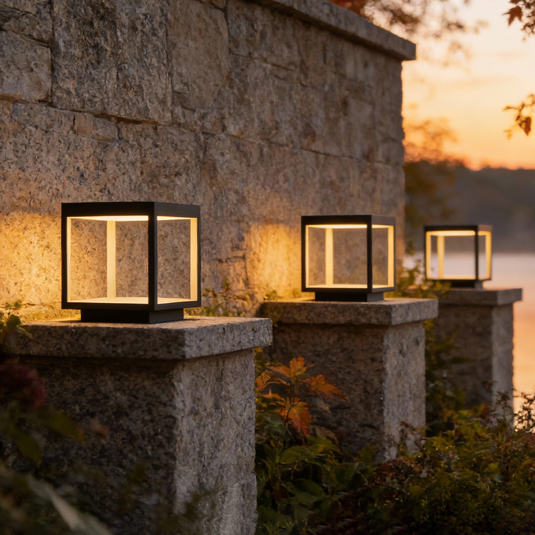 Modern Square LED Concrete Pillar Light