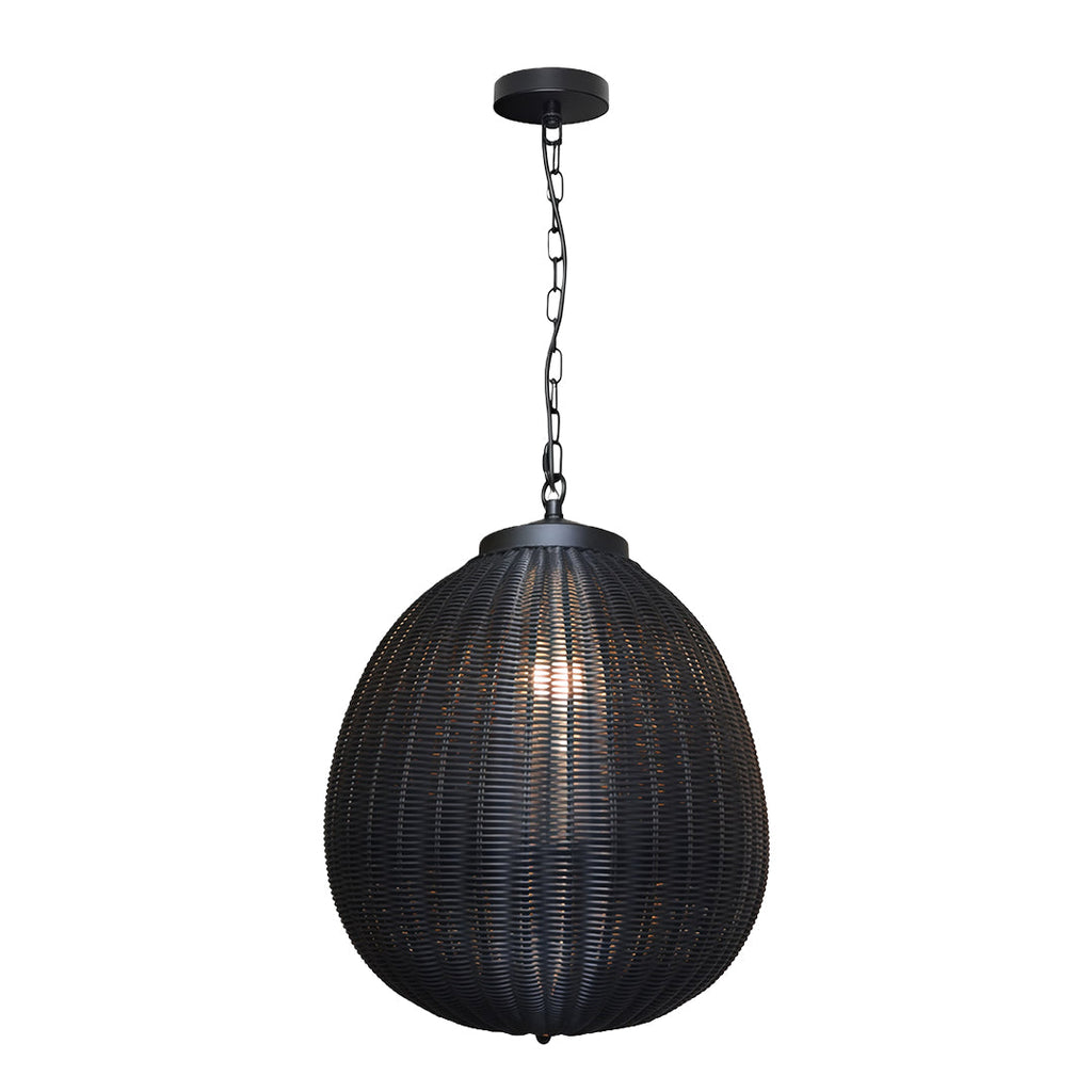 Premium Black Woven Outdoor Pendant Light - Waterproof Ceiling Fixture