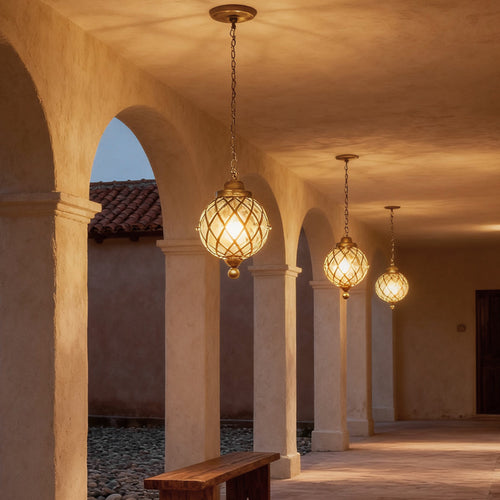 Aluminum Outdoor Globe Pendant Ceiling Light