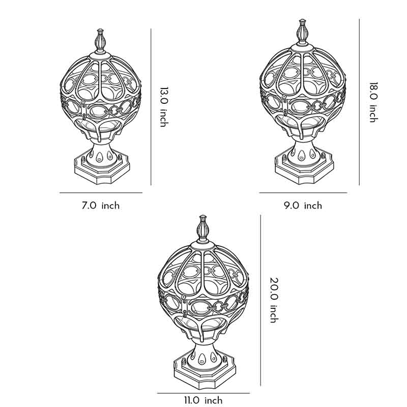 Premium Outdoor Die-Cast Aluminum Globe Pillar Light