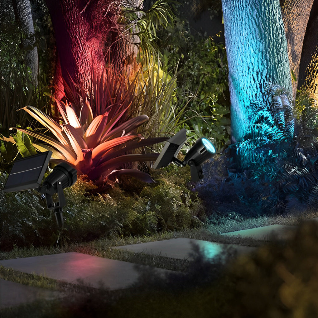 Adjustable Waterproof Solar LED RGB Tree Spotlight with Ground Spike