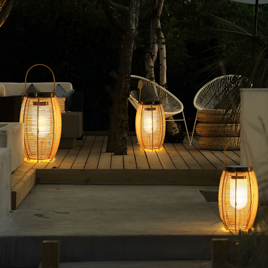 Premium Waterproof Solar LED Rattan Lanterns for Outdoor Use