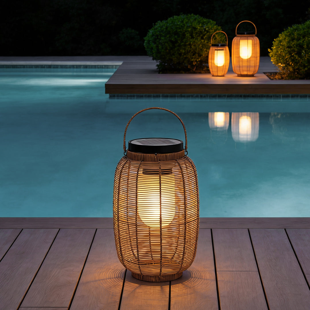 Premium Waterproof Solar LED Rattan Lanterns for Outdoor Use