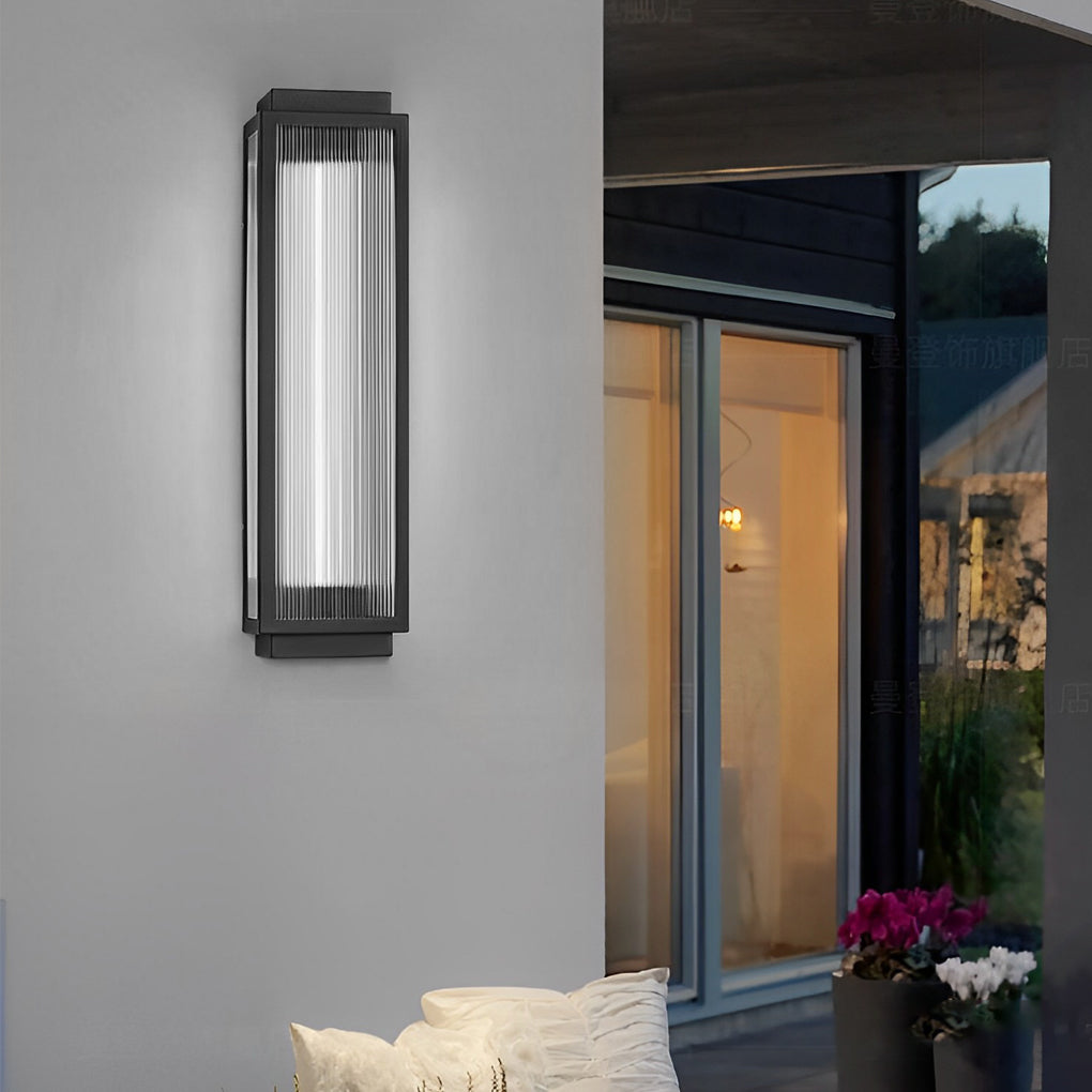 Modern Rectangular LED Outdoor Wall Light with Reeded Glass