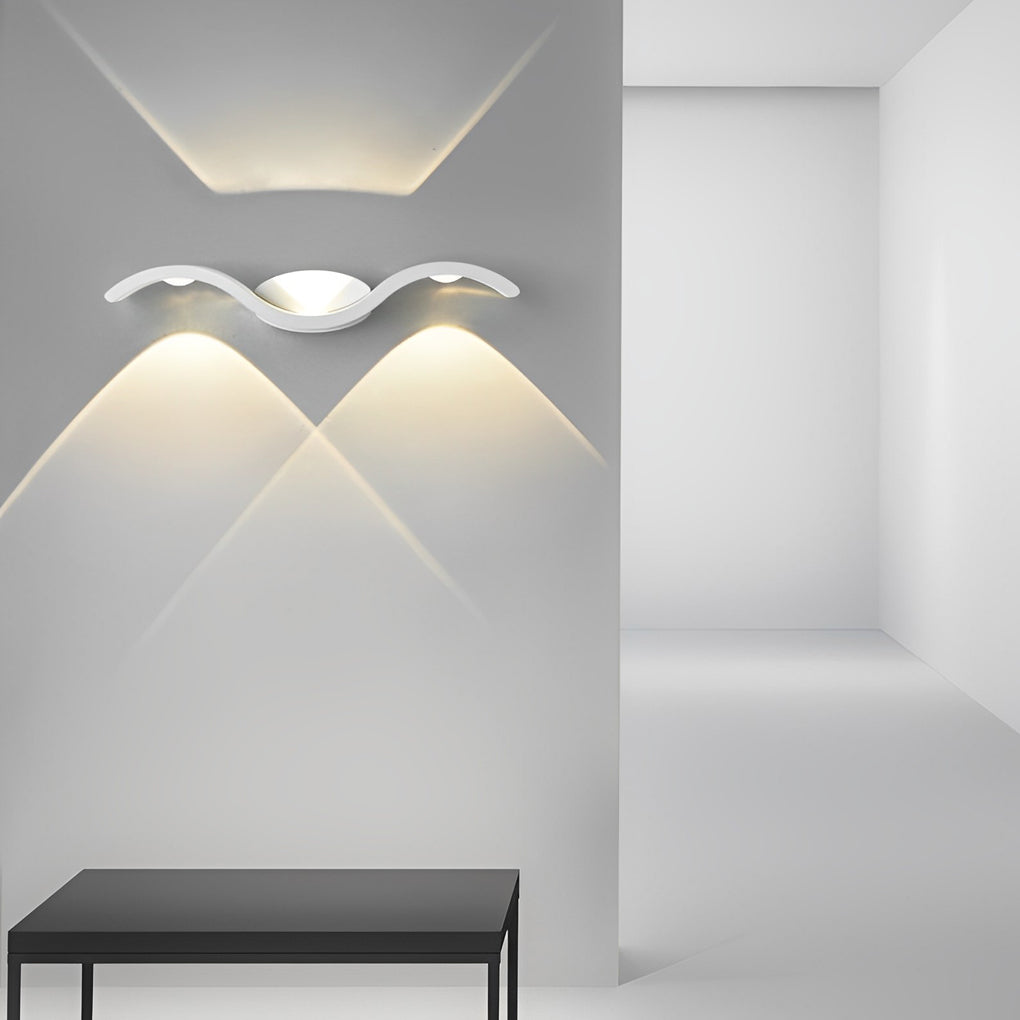 Premium Outdoor Up-Down LED Wave Wall Sconce