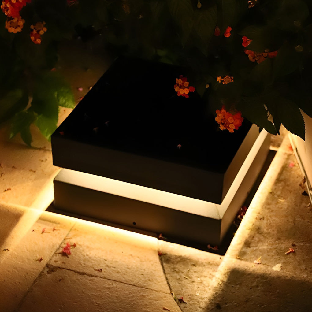 Premium Waterproof Black Square Solar Deck Lights for Outdoor Use
