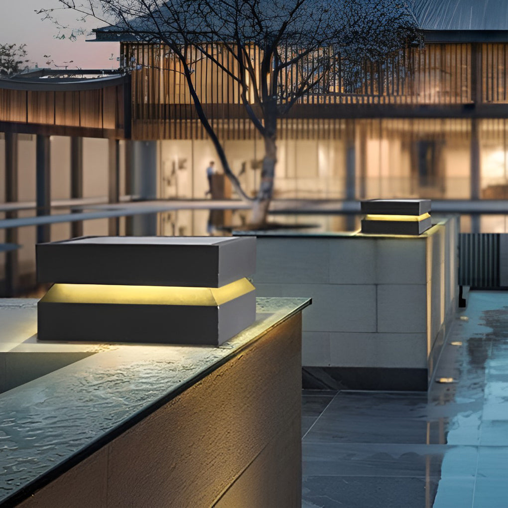 Premium Waterproof Black Square Solar Deck Lights for Outdoor Use