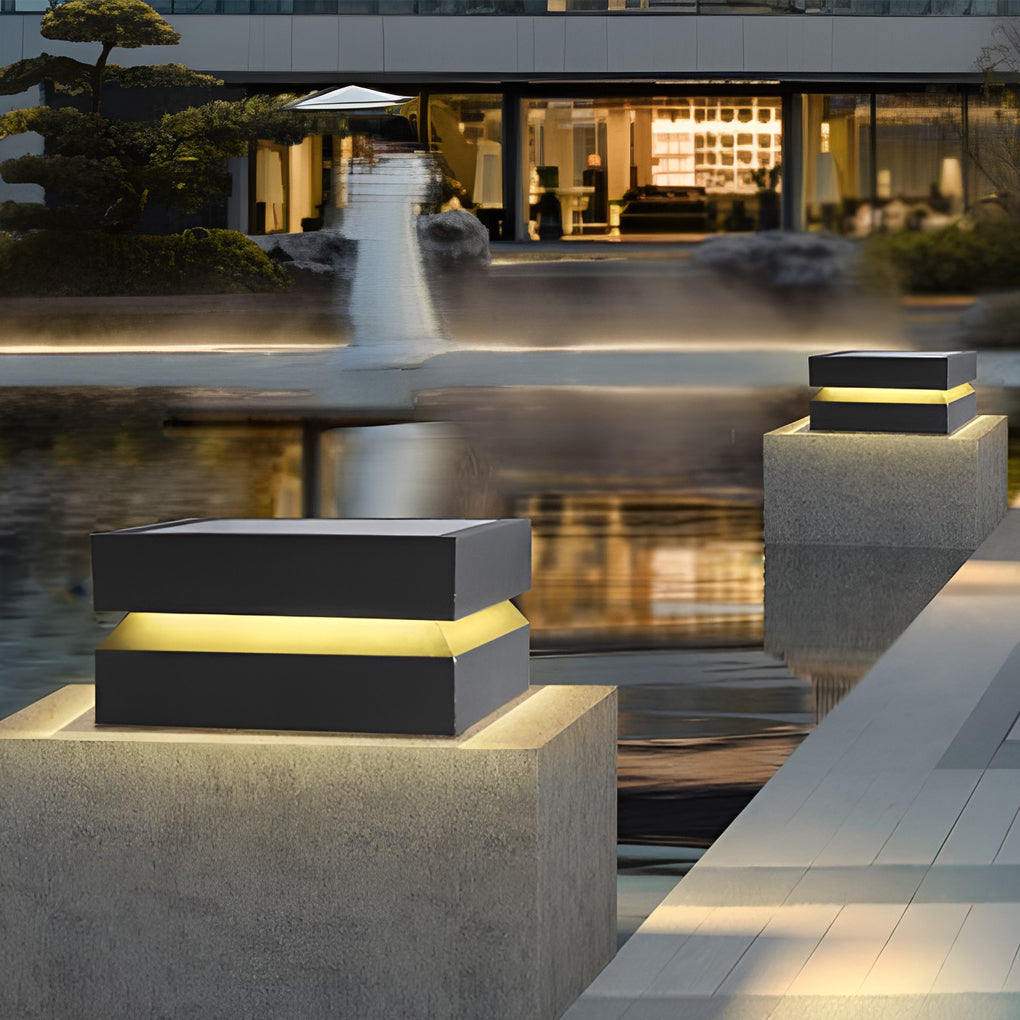 Premium Waterproof Black Square Solar Deck Lights for Outdoor Use