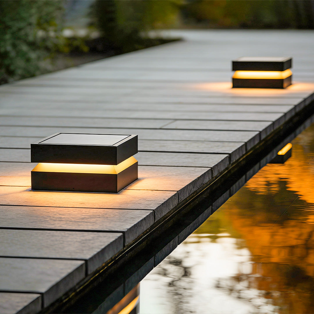 Premium Waterproof Black Square Solar Deck Lights for Outdoor Use