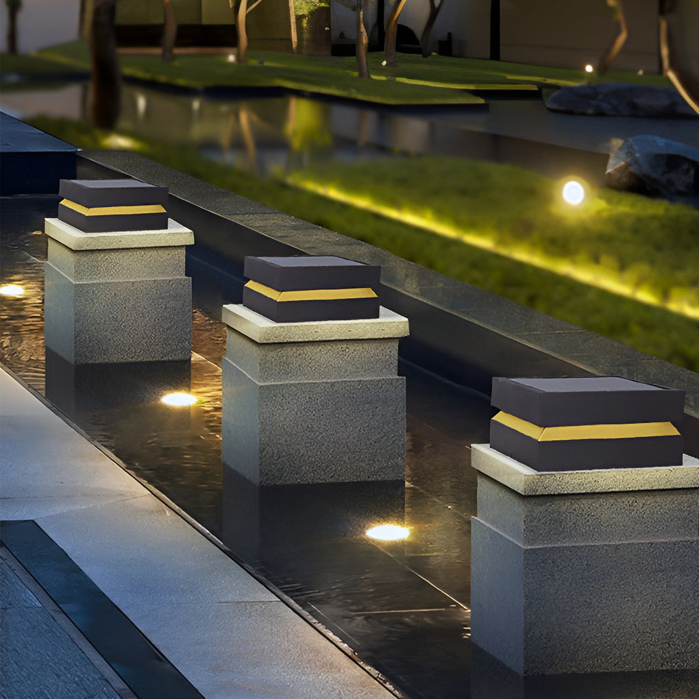 Premium Waterproof Black Square Solar Deck Lights for Outdoor Use