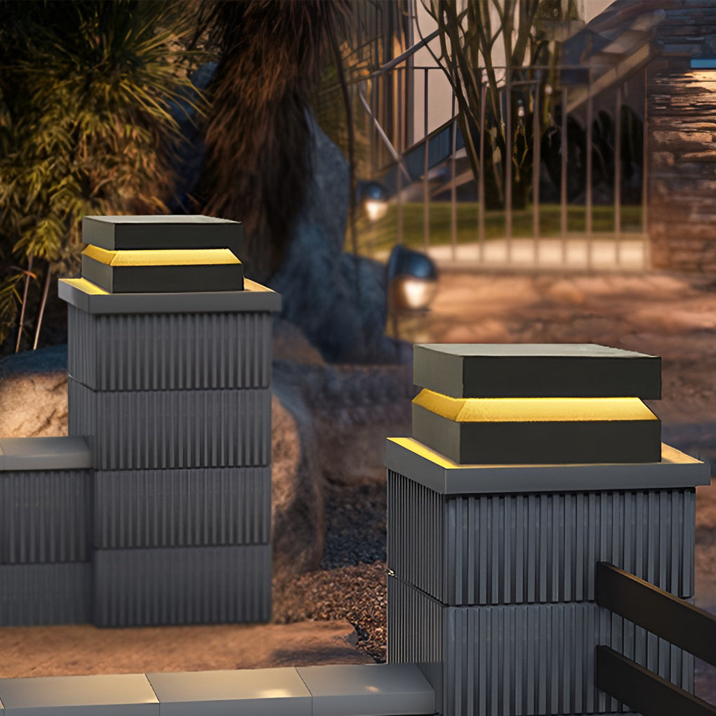 Premium Waterproof Black Square Solar Deck Lights for Outdoor Use