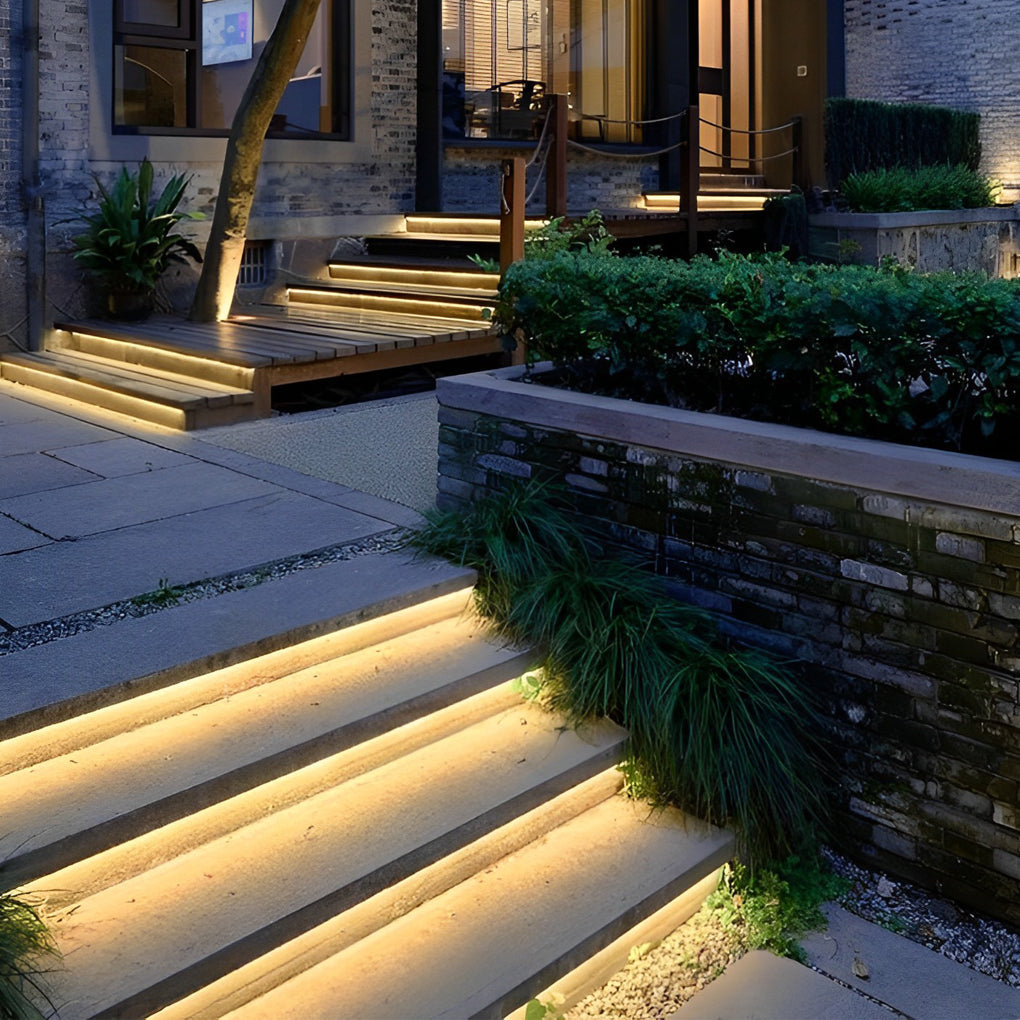 Premium White LED Outdoor Stair Lighting Strips - Silicone Design