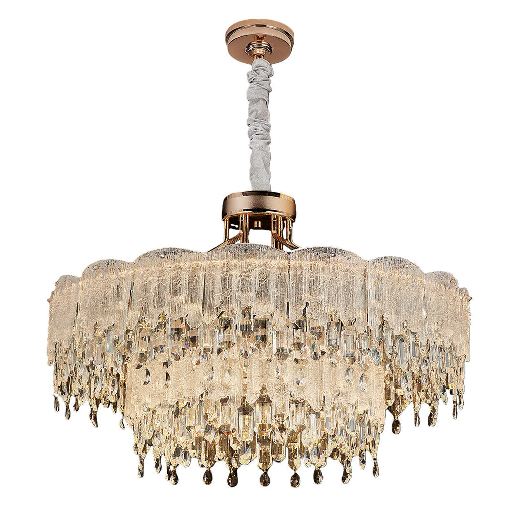 Luxury Crystal Glass Fringe Chandelier - Elegant Ceiling Light