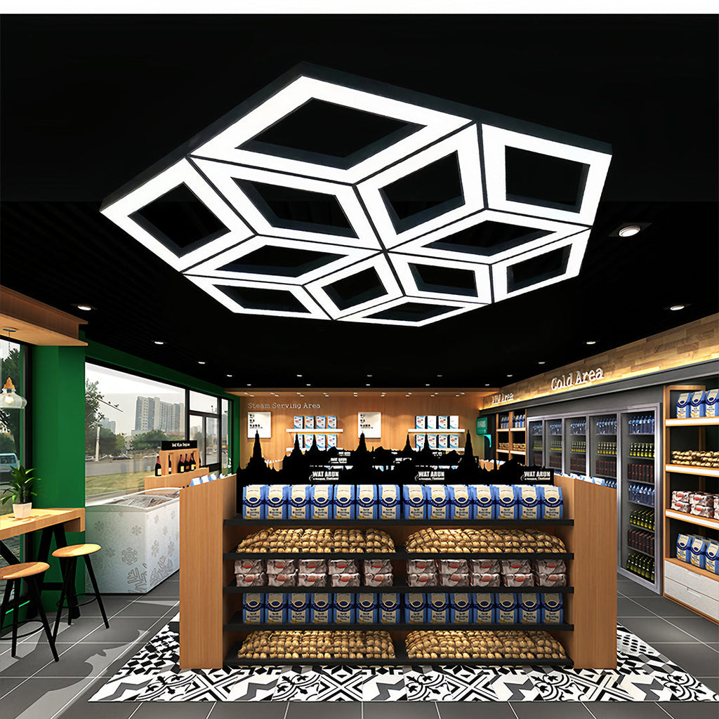 Contemporary Black LED Multi-Diamond Chandelier Ceiling Light