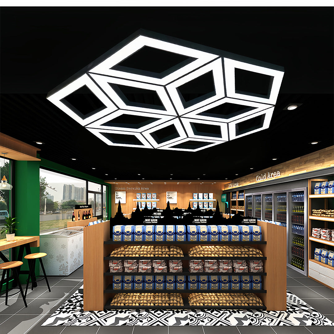 Contemporary Black LED Multi-Diamond Chandelier Ceiling Light