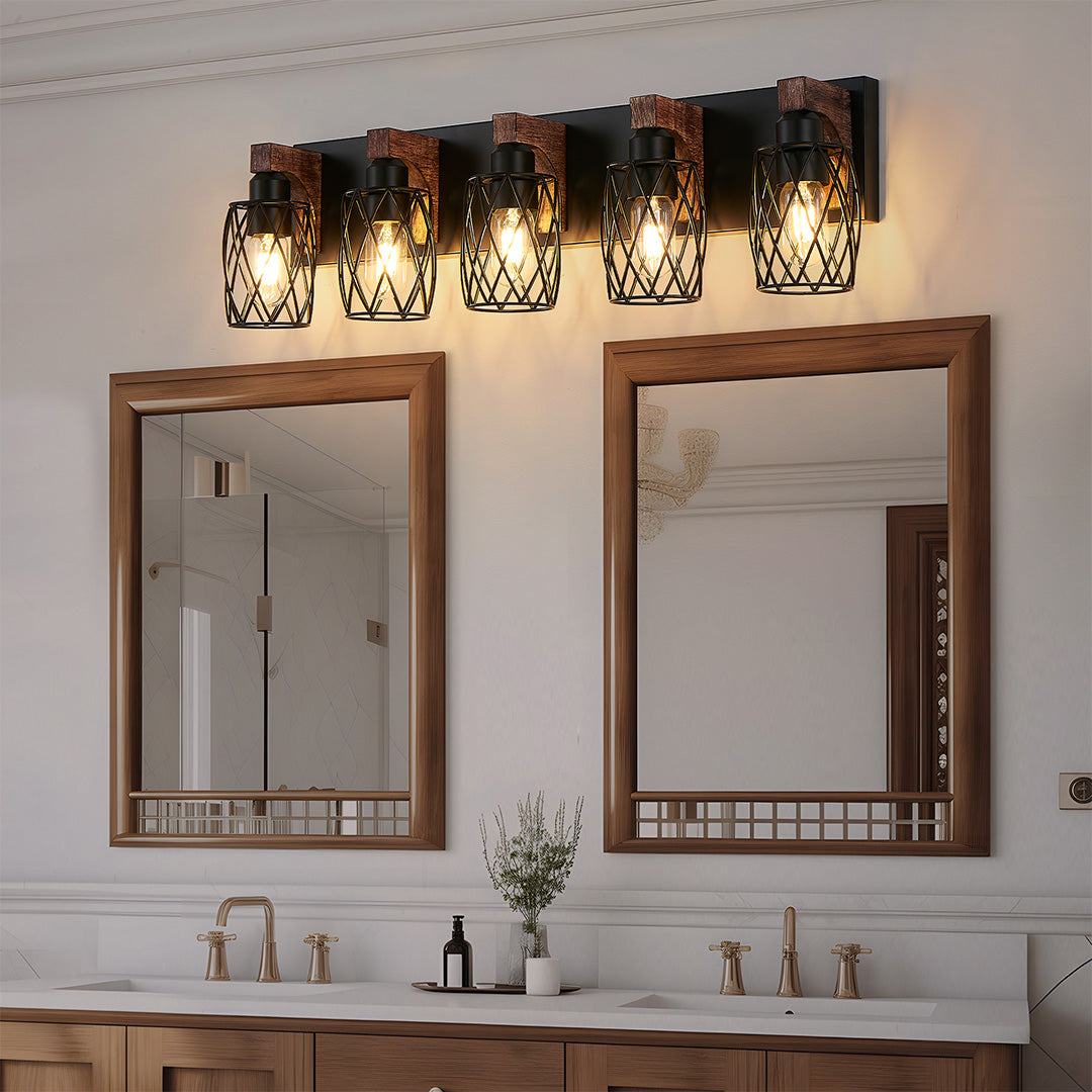Premium Black Metal Cage Vanity Light for Bathroom Mirrors