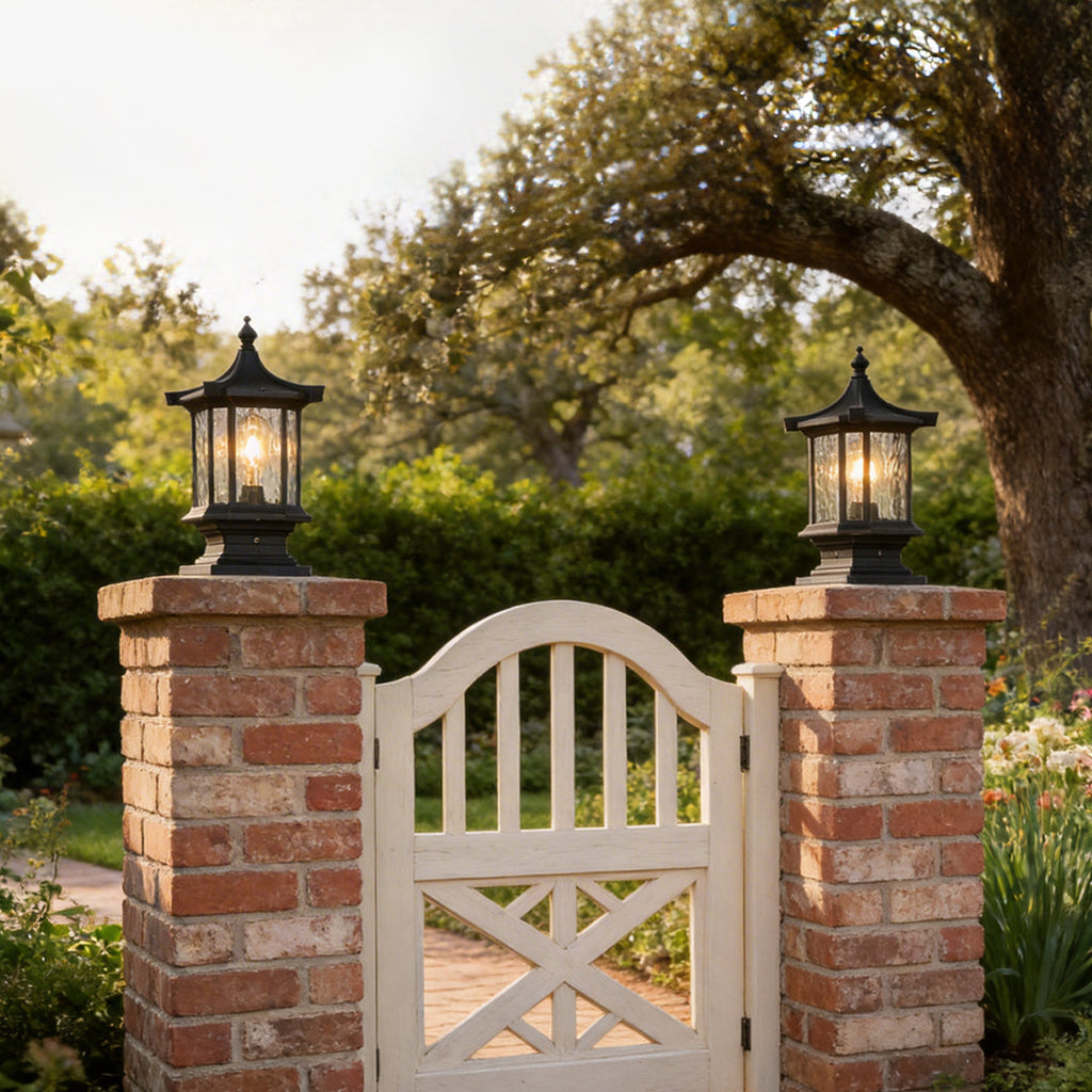 Vintage European Lantern Pillar Outdoor Light