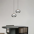 Gray Glass Globe Pendant Light - Full-Spectrum Metal Ceiling Fixture