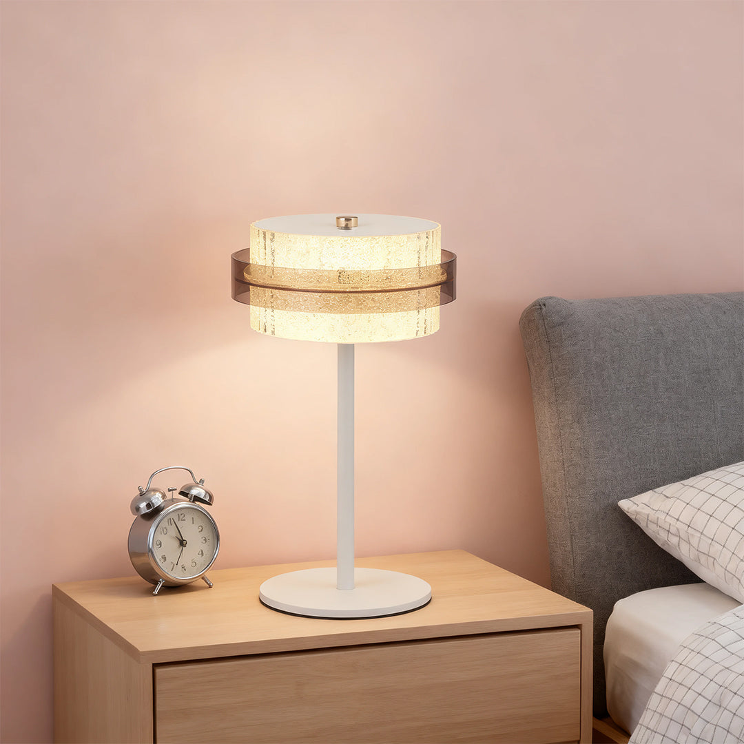Vintage Iron Frame Table Lamp with PS Lampshade