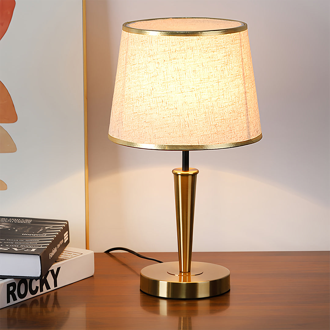 Elegant Nordic Brass Table Lamp with Fabric Shade