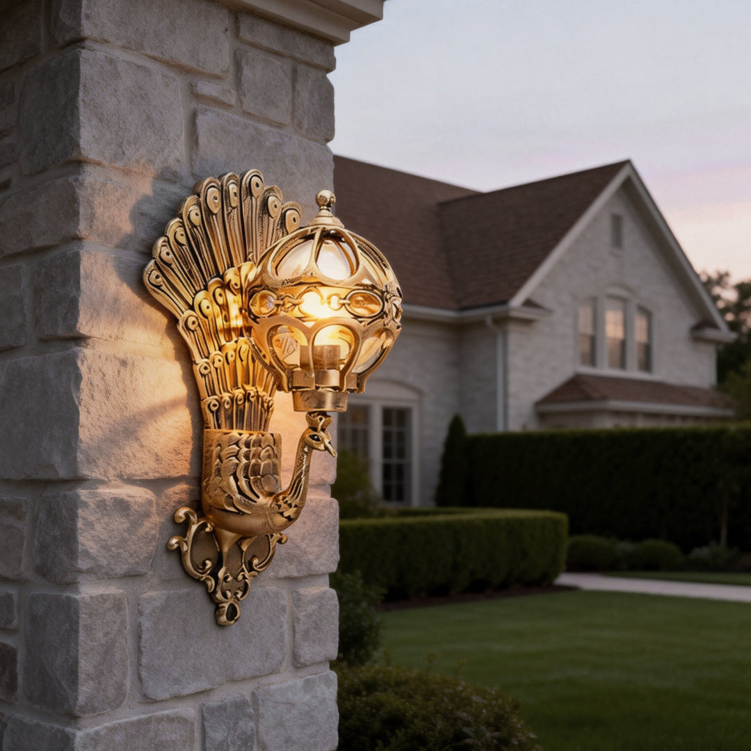Waterproof Retro European Aluminum Peacock Wall Sconce