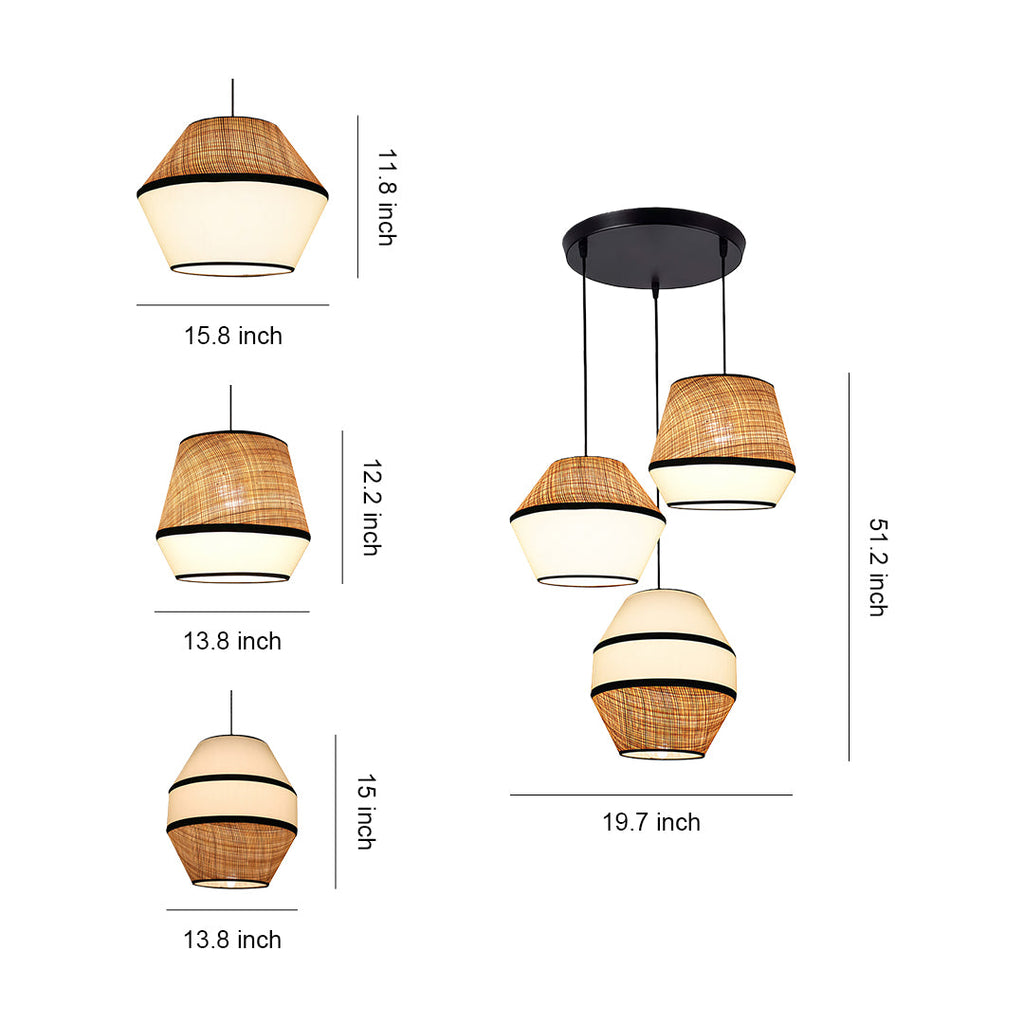 Japanese-Style Pendant Fabric Ceiling Light Shade