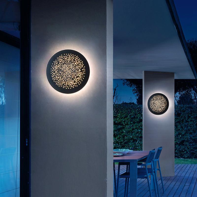 Black Waterproof LED Perforated Metal Wall Sconce