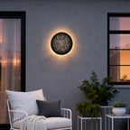 Black Waterproof LED Perforated Metal Wall Sconce