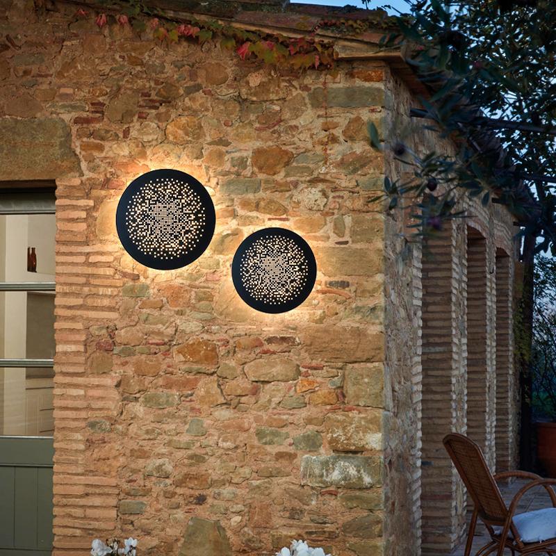 Black Waterproof LED Perforated Metal Wall Sconce