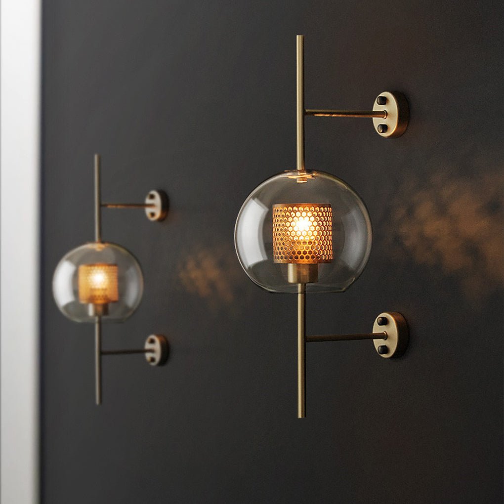 Custom Retro Industrial Bronze Glass Wall Sconces for Hallways