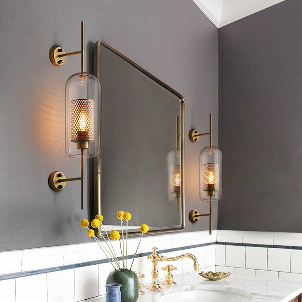 Custom Retro Industrial Bronze Glass Wall Sconces for Hallways