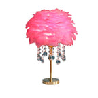 Modern LED Feather Table Lamp with Crystal Tassels - Ambient Lighting