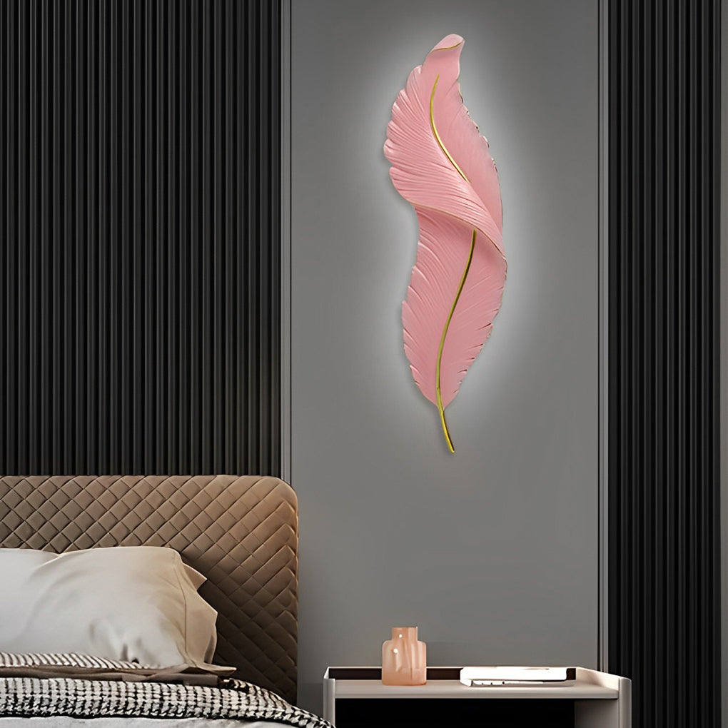 Modern White Resin Feather LED Wall Light - Luxury Corridor Lamp