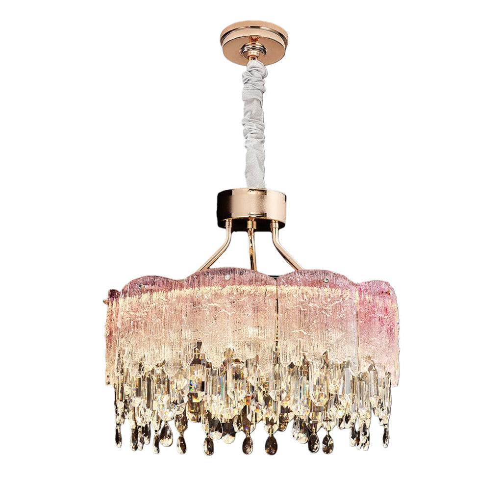 Luxury Crystal Glass Fringe Chandelier - Elegant Ceiling Light