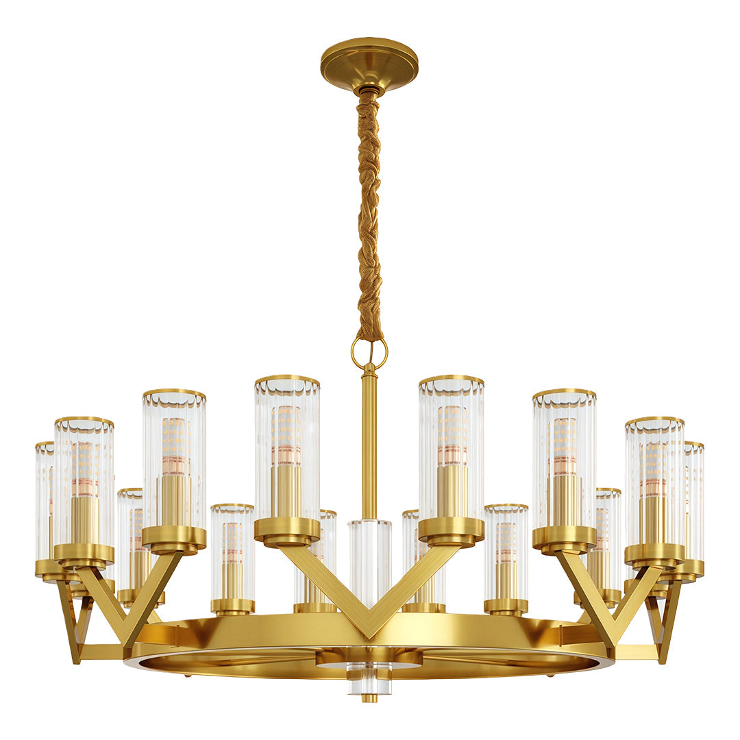 Luxury Copper Glass Drop Chandelier - Elegant Ceiling Light