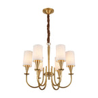 Modern Copper Chandelier with Fabric Lampshade - Elegant Ceiling Light