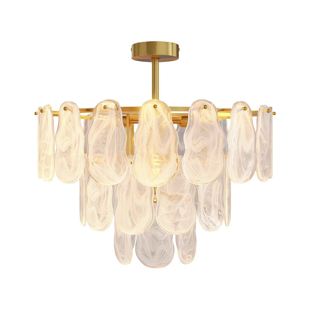 Midcentury Modern Copper and Glass Chandelier