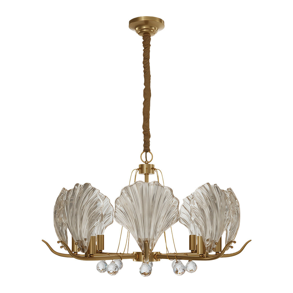 Modern Copper and Glass Shell Chandelier Ceiling Light