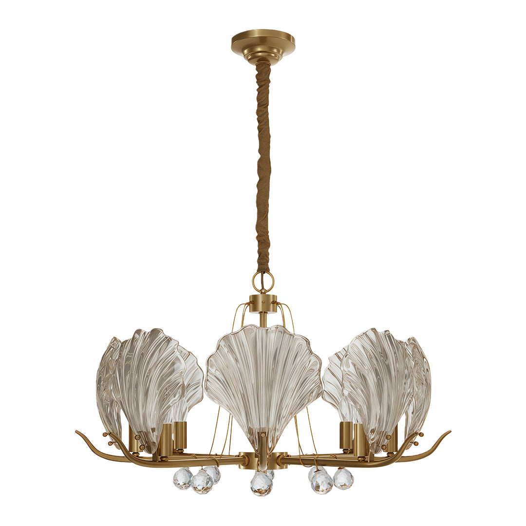 Modern Copper and Glass Shell Chandelier Ceiling Light