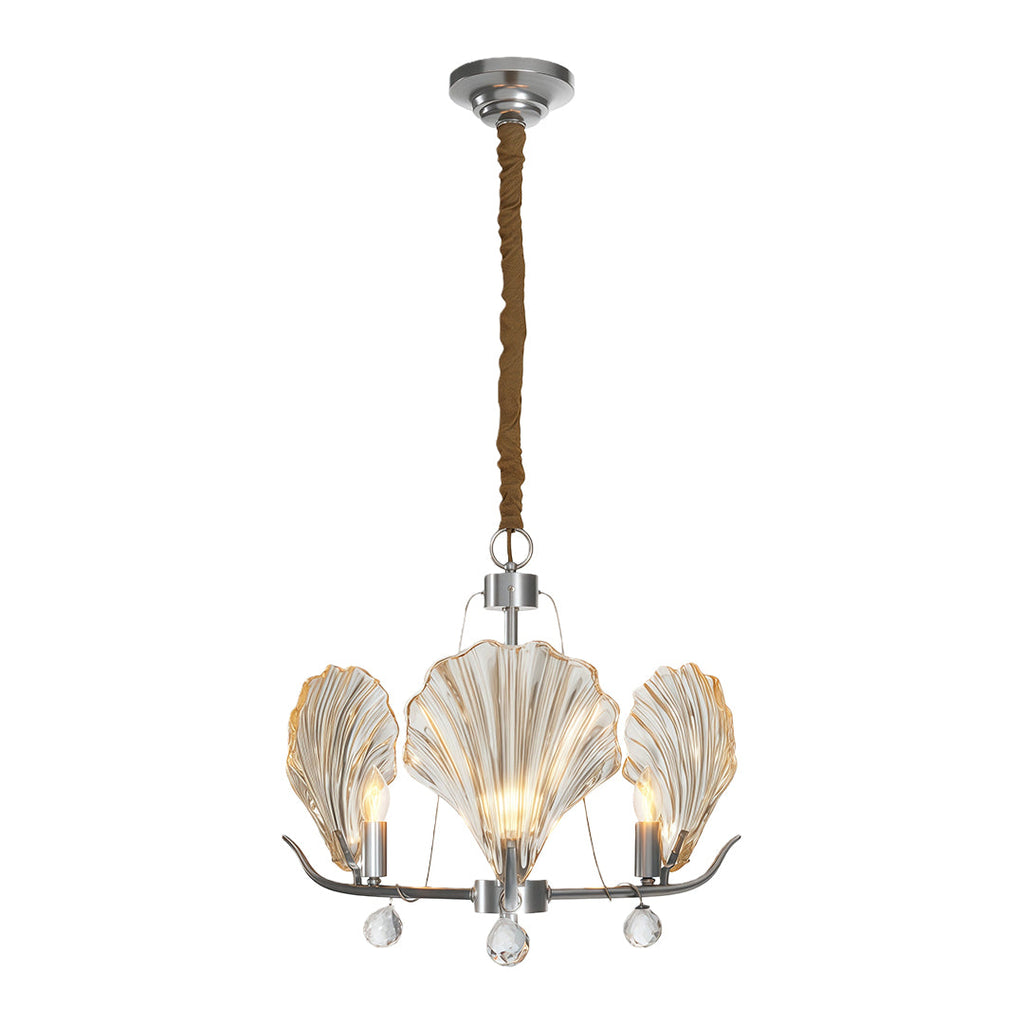 Modern Copper and Glass Shell Chandelier Ceiling Light